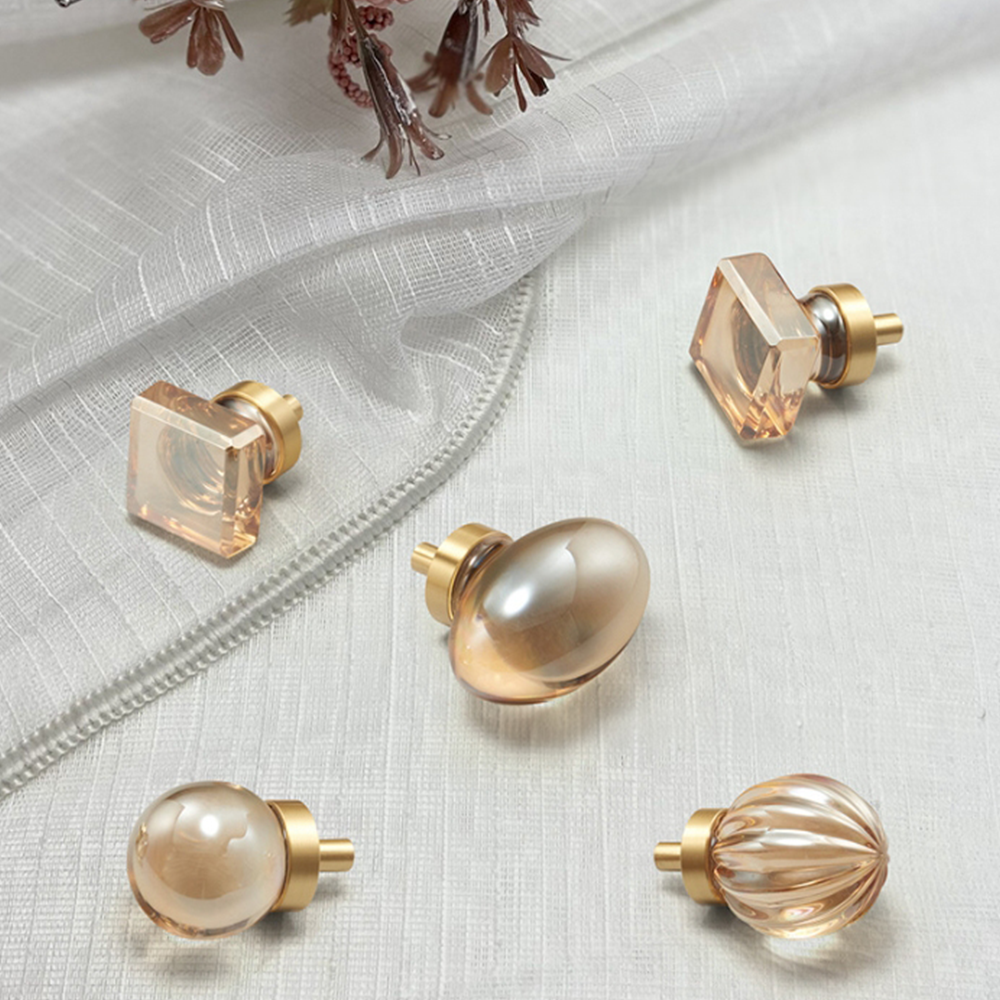Modern Oval, Ball, Ribbed and Square Crystal Cupboard Knobs