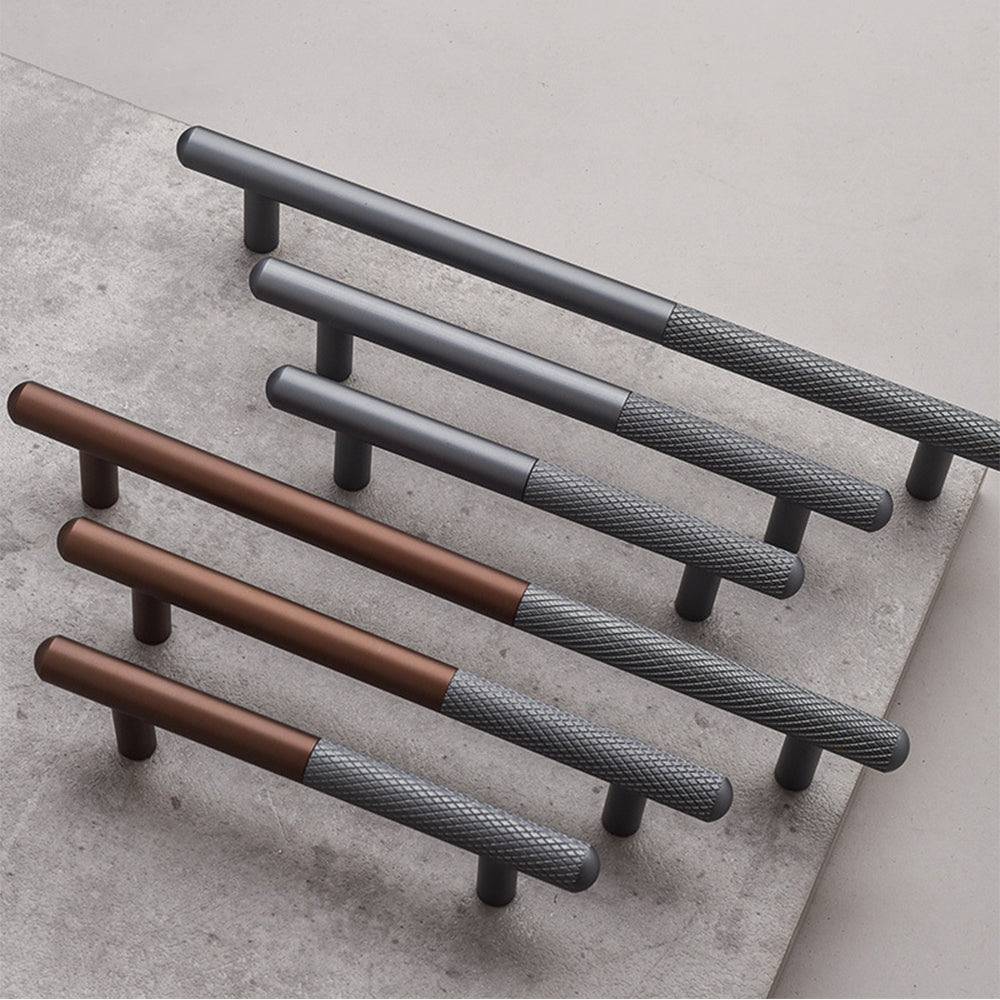Modern Patchwork Knurled T-Bar Wardrobe Handles