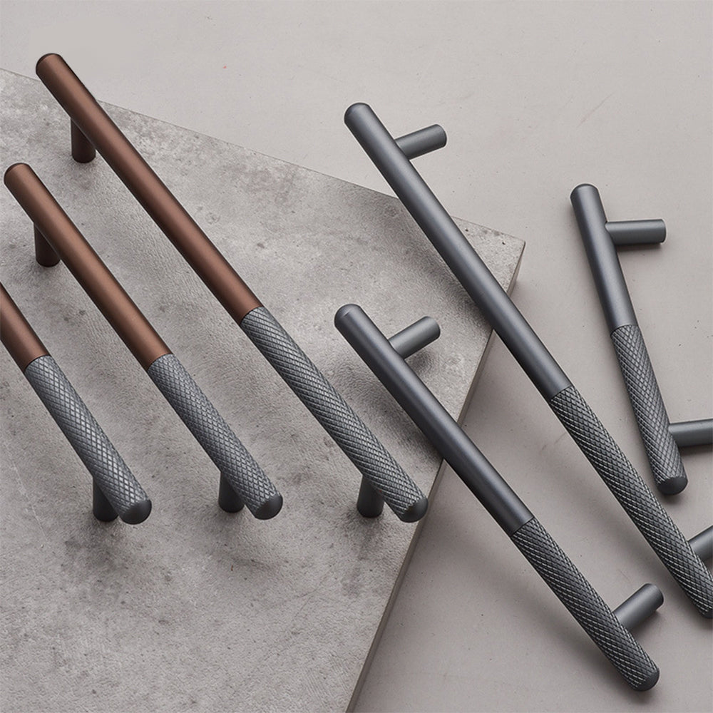 Modern Patchwork Knurled T-Bar Wardrobe Handles