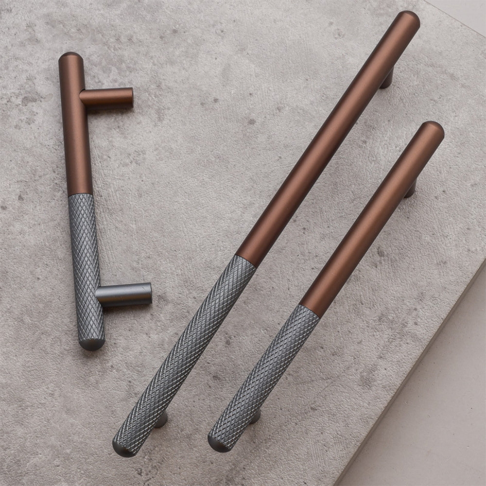 Modern Patchwork Knurled T-Bar Wardrobe Handles