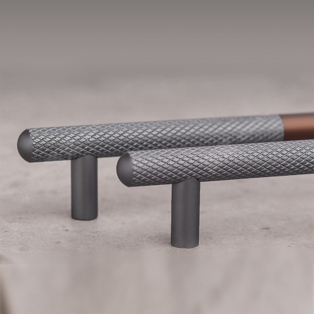 Modern Patchwork Knurled T-Bar Wardrobe Handles