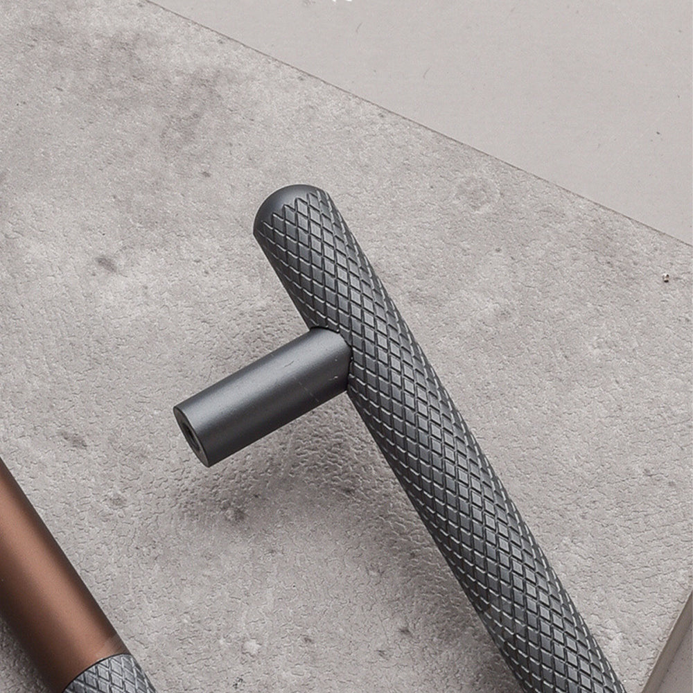 Modern Patchwork Knurled T-Bar Wardrobe Handles