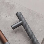 Modern Patchwork Knurled T-Bar Wardrobe Handles