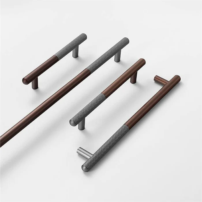 Modern Patchwork Knurled T-Bar Wardrobe Handles