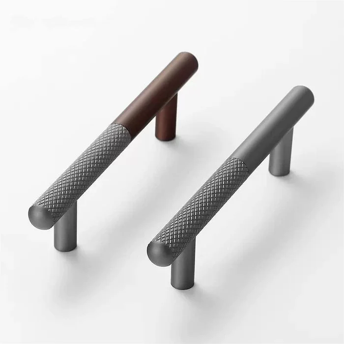 Modern Patchwork Knurled T-Bar Wardrobe Handles