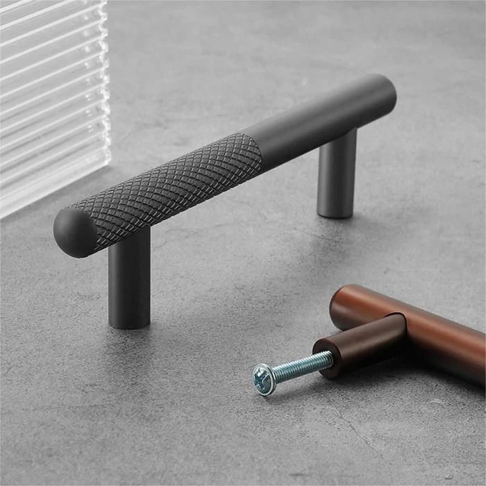 Modern Patchwork Knurled T-Bar Wardrobe Handles