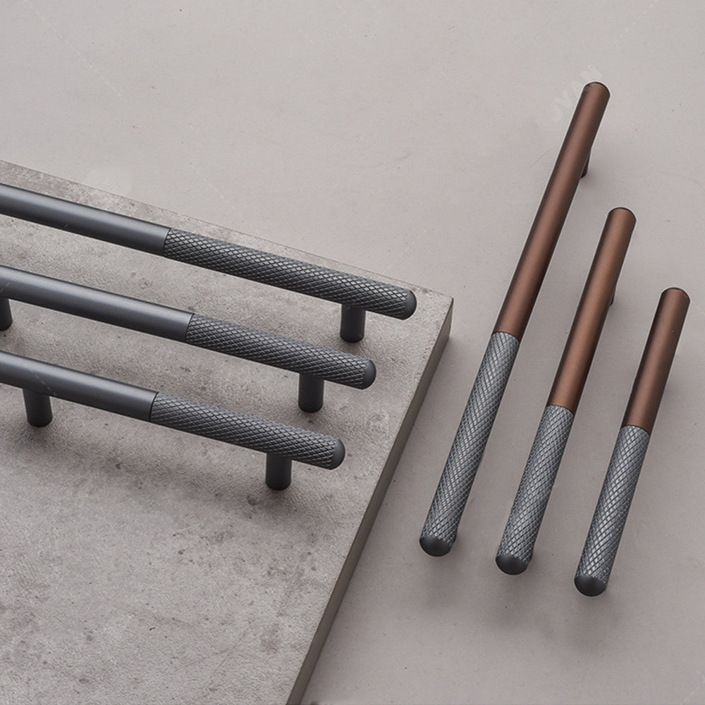 Modern Patchwork Knurled T-Bar Wardrobe Handles