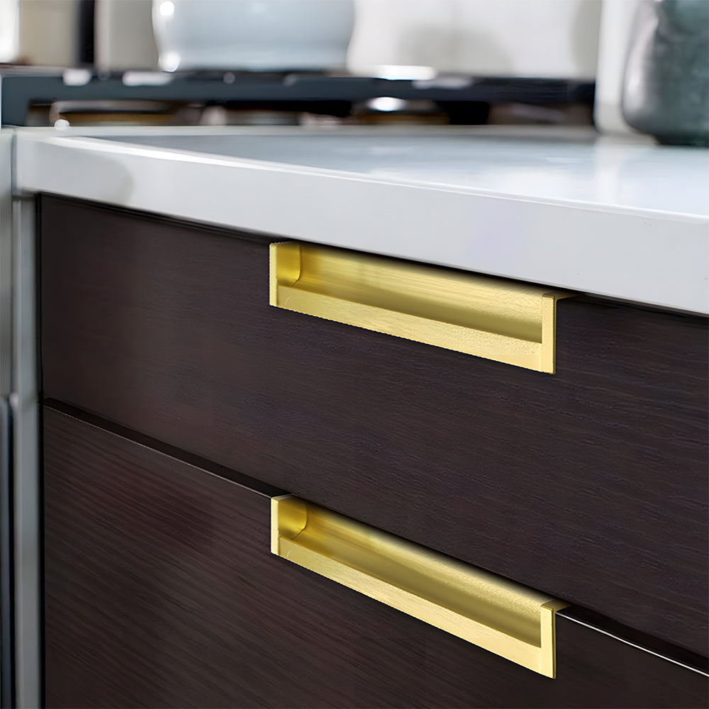 Modern Rectangular Aluminium Finger Edge Pull Handles