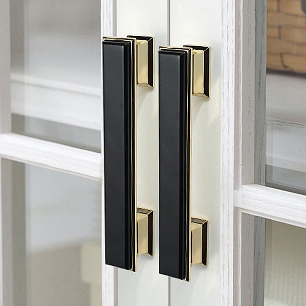 Modern Rectangular Black and Gold Wardrobe Handles & Knobs