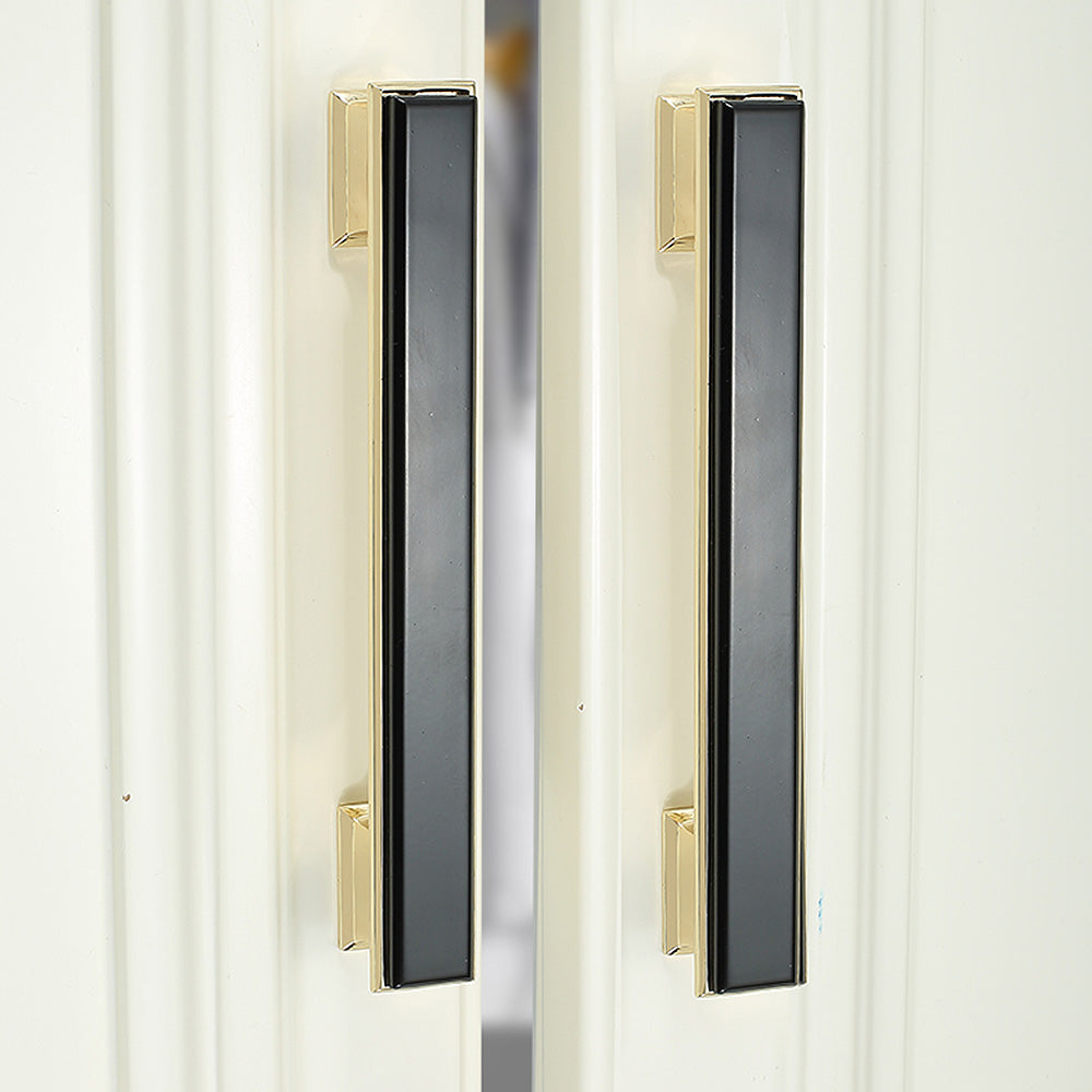Modern Rectangular Black and Gold Wardrobe Handles & Knobs