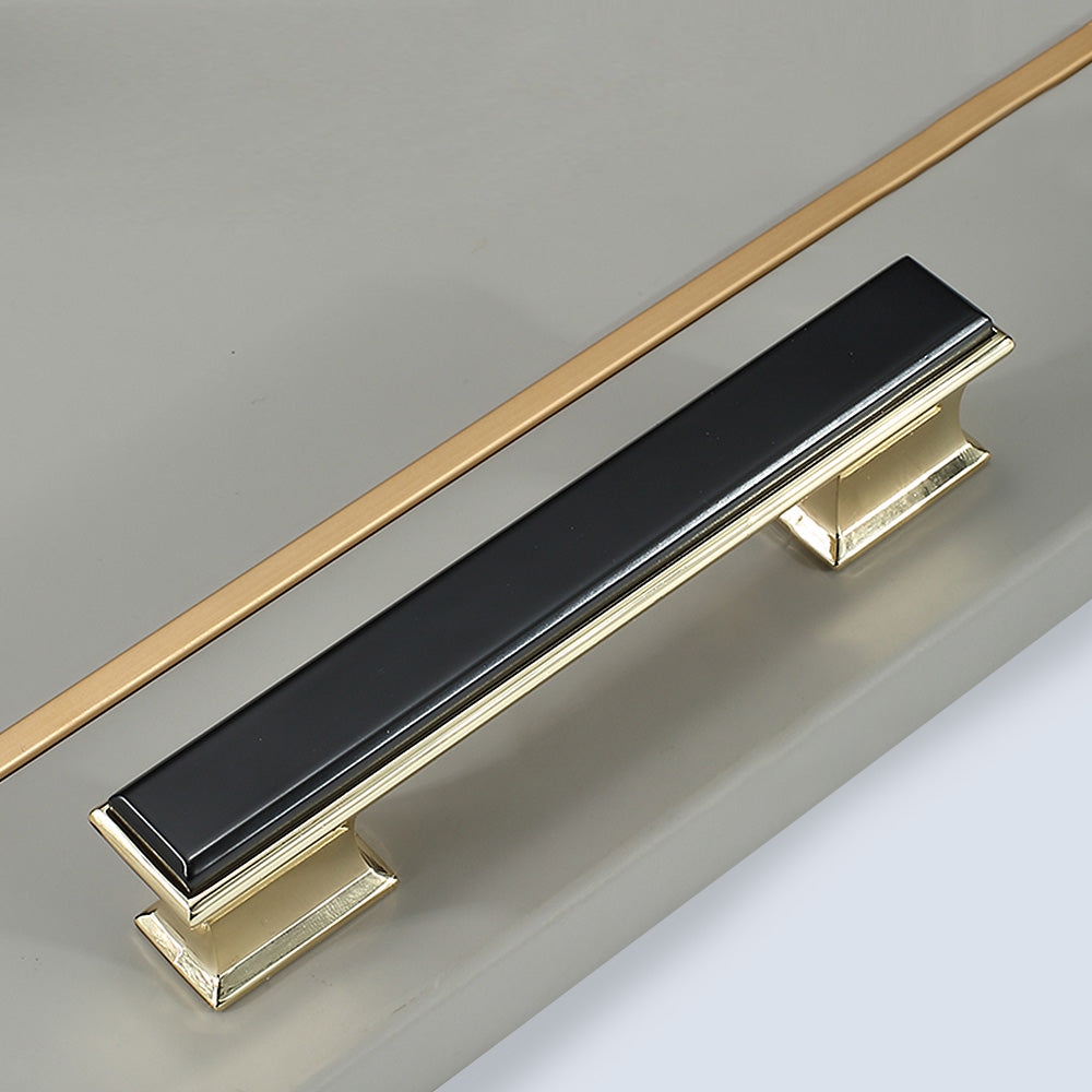Modern Rectangular Black and Gold Wardrobe Handles & Knobs