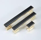 Modern Rectangular Black and Gold Wardrobe Handles & Knobs