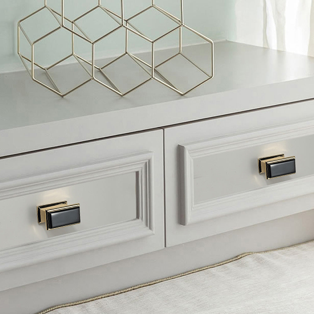 Modern Rectangular Black and Gold Wardrobe Handles & Knobs