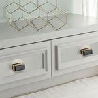 Modern Rectangular Black and Gold Wardrobe Handles & Knobs