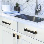 Modern Rectangular Black and Gold Wardrobe Handles & Knobs
