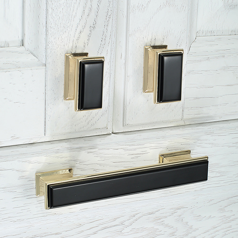 Modern Rectangular Black and Gold Wardrobe Handles & Knobs