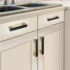 Modern Rectangular Black and Gold Wardrobe Handles & Knobs