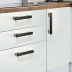 Modern Rectangular Black and Gold Wardrobe Handles & Knobs