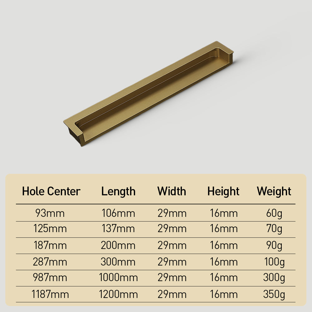 Modern Rectangular Concealed Wardrobe & Drawer Handles