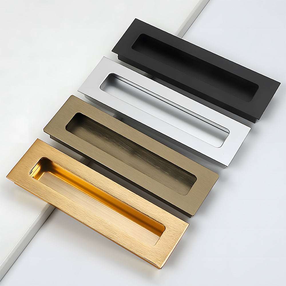 Modern Rectangular Flush Finger Pull Cupboard Handles