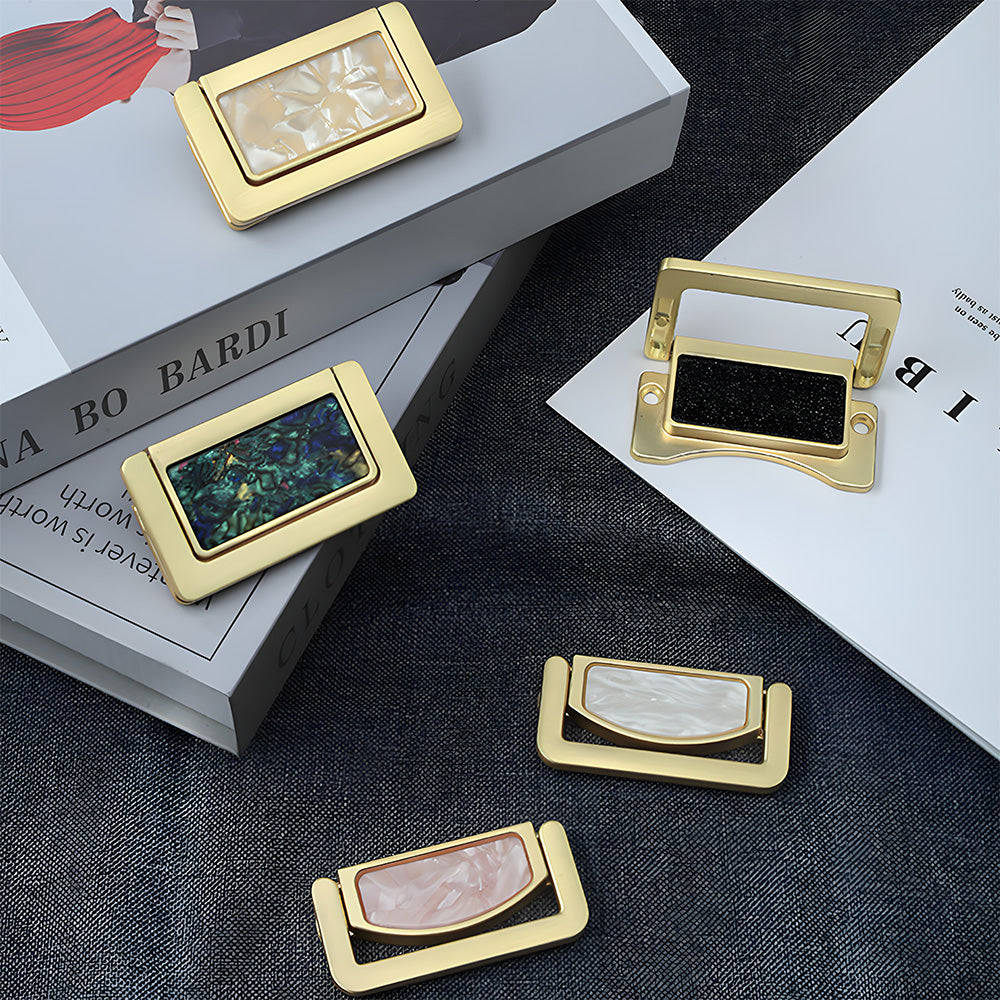 Modern Rectangular Gold Ring Pull Drawer Handles