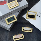 Modern Rectangular Gold Ring Pull Drawer Handles