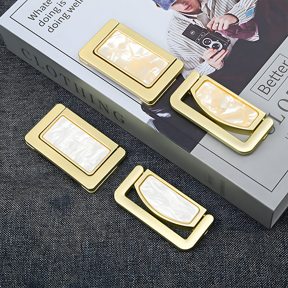 Modern Rectangular Gold Ring Pull Drawer Handles