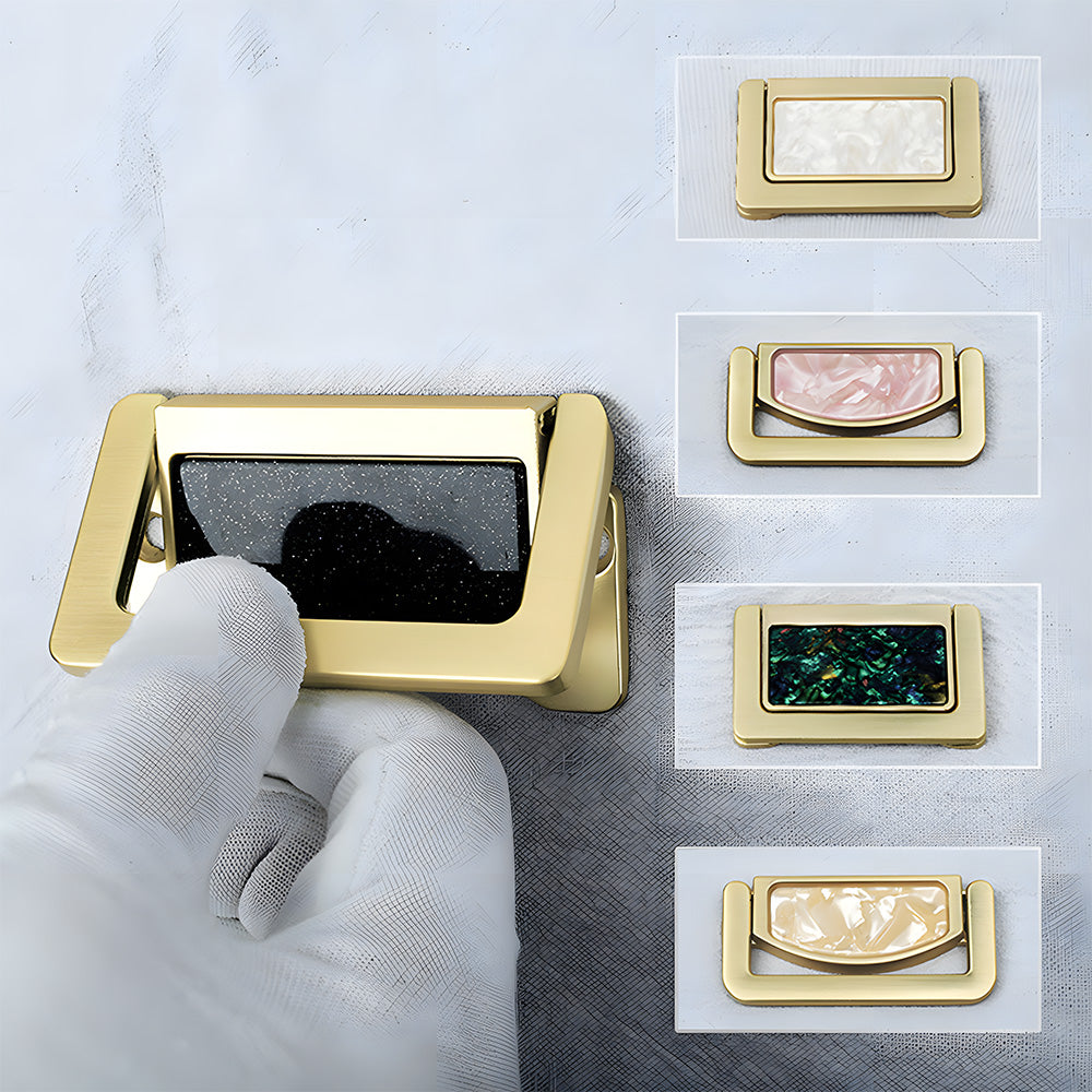 Modern Rectangular Gold Ring Pull Drawer Handles