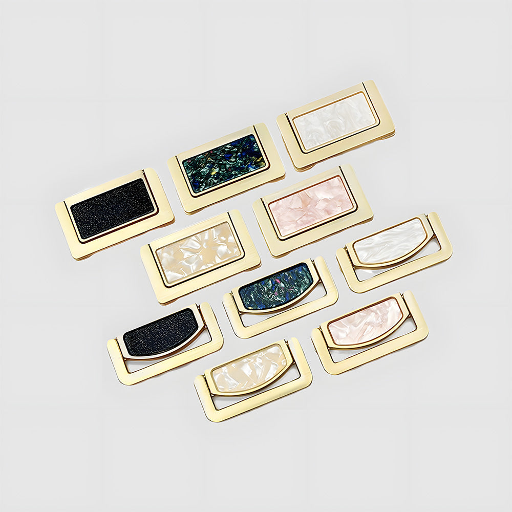 Modern Rectangular Gold Ring Pull Drawer Handles
