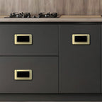 Modern Rectangular Gold Ring Pull Drawer Handles