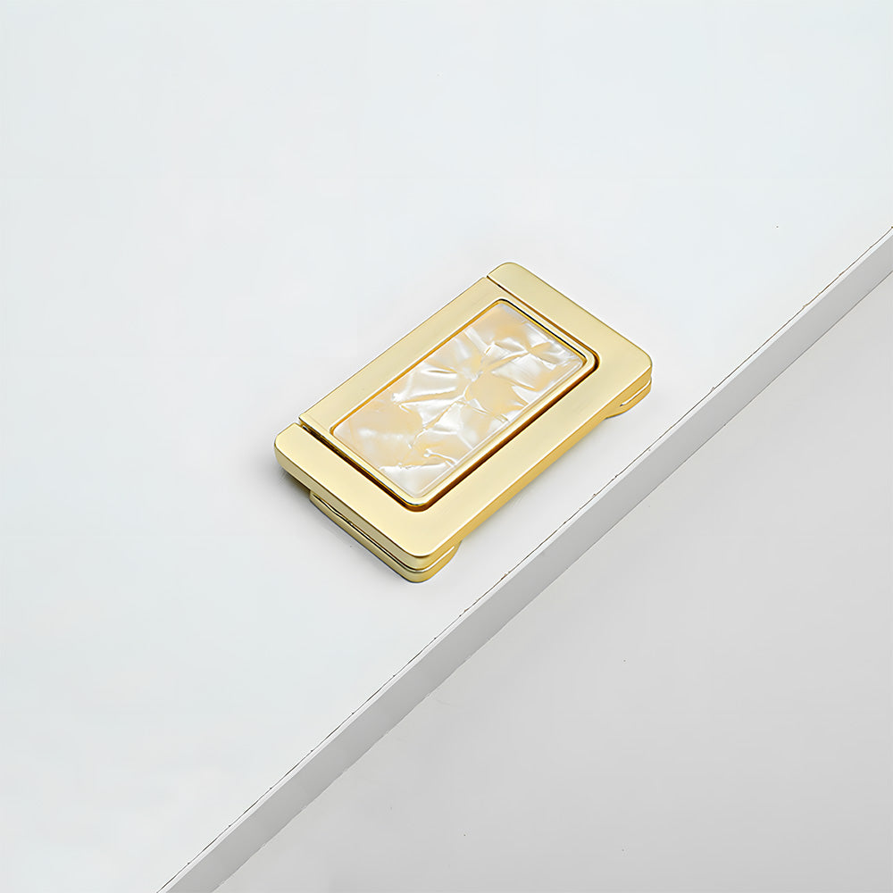 Modern Rectangular Gold Ring Pull Drawer Handles