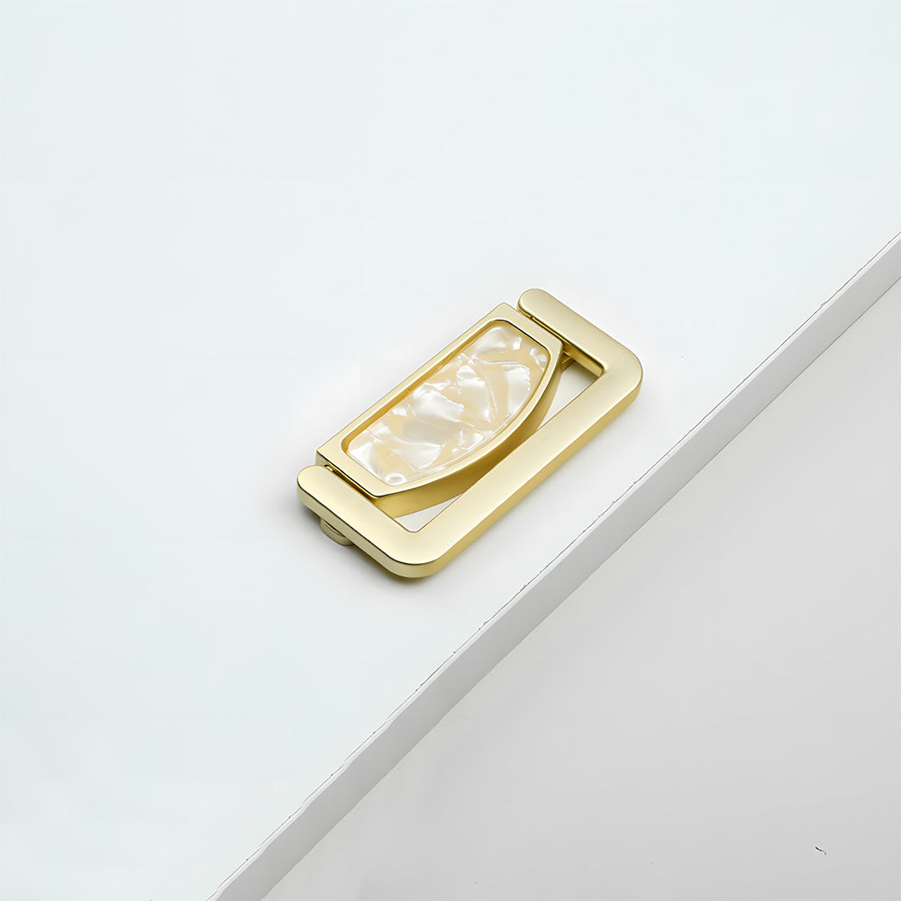 Modern Rectangular Gold Ring Pull Drawer Handles