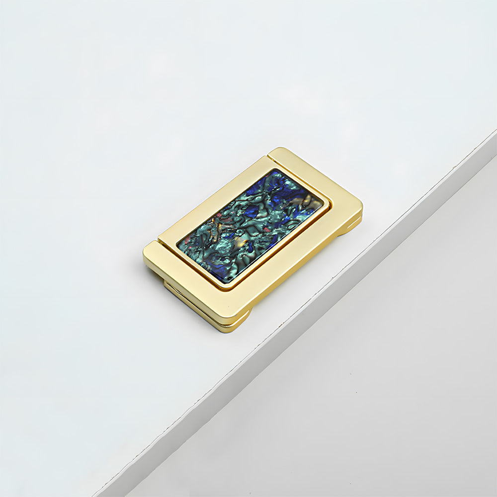 Modern Rectangular Gold Ring Pull Drawer Handles