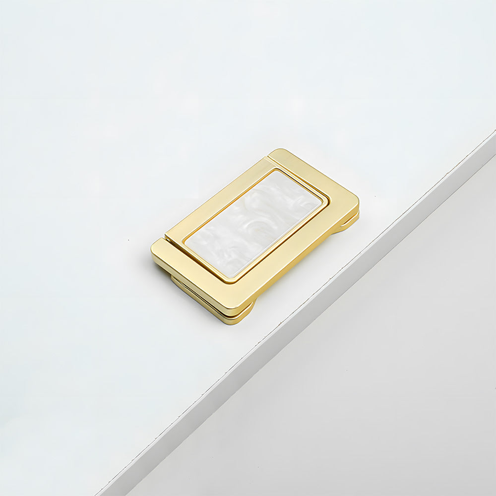 Modern Rectangular Gold Ring Pull Drawer Handles