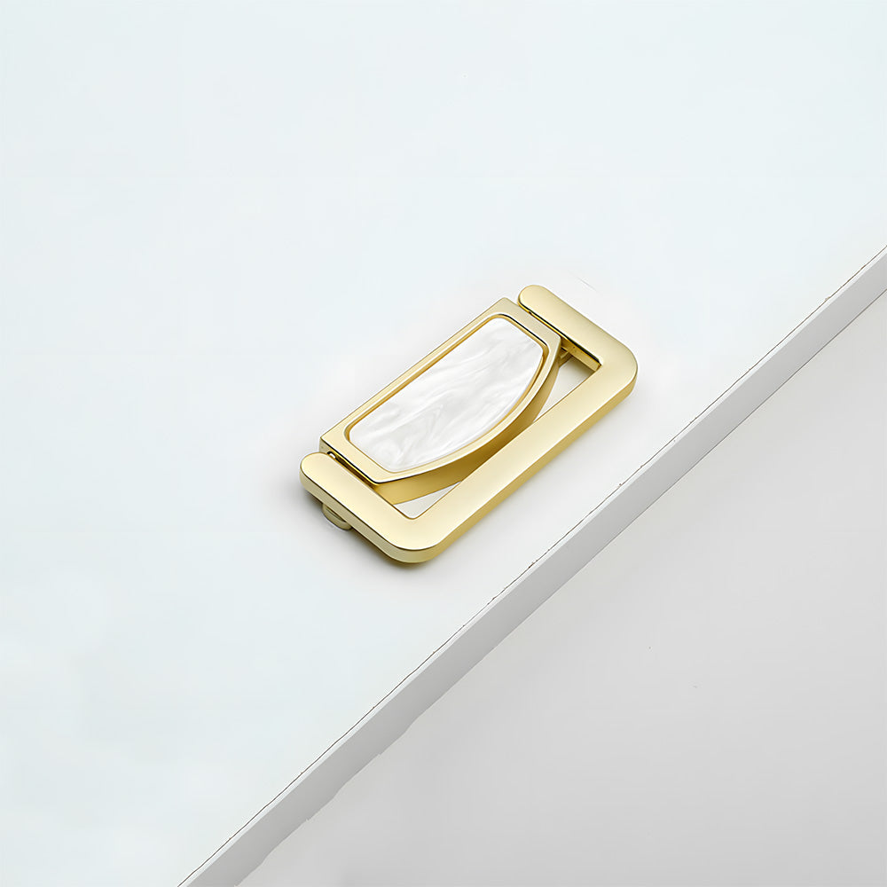 Modern Rectangular Gold Ring Pull Drawer Handles