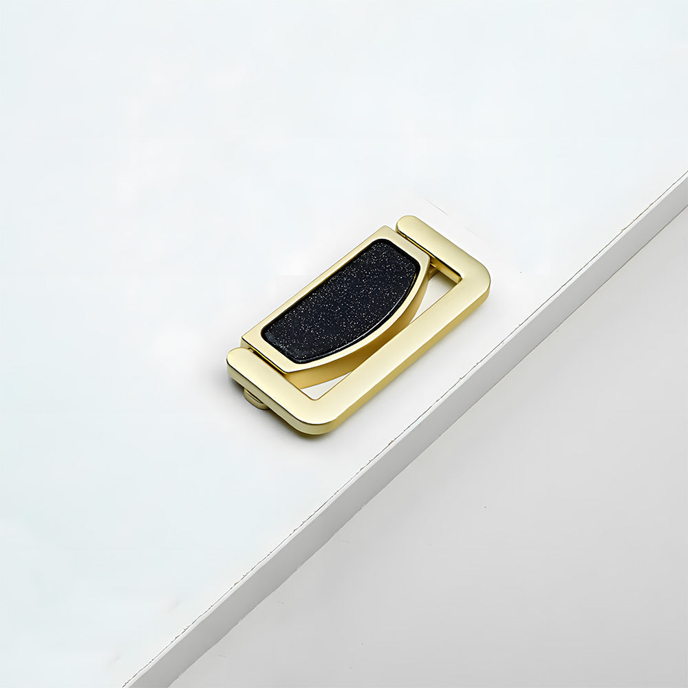 Modern Rectangular Gold Ring Pull Drawer Handles