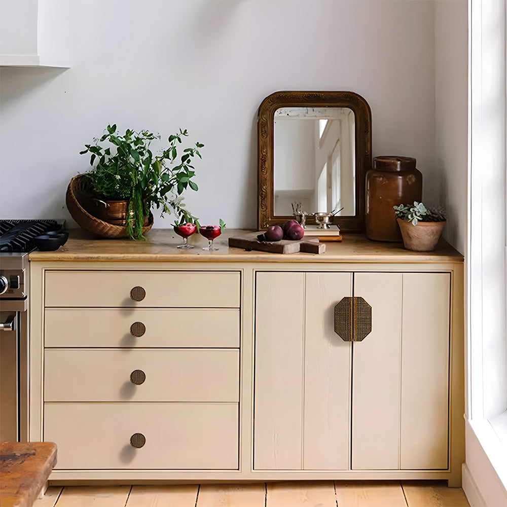 Modern Rectangular Knurled Cabinet Handles & Round Knobs