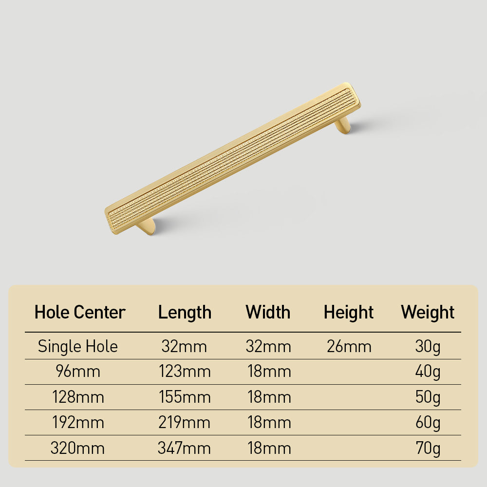 Modern Rectangular Knurled Cabinet Handles & Round Knobs