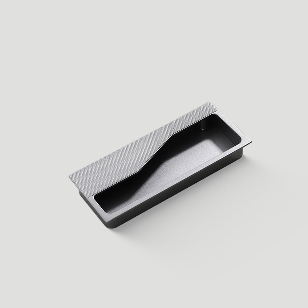 Modern Rectangular Knurled Recessed Drawer Handles