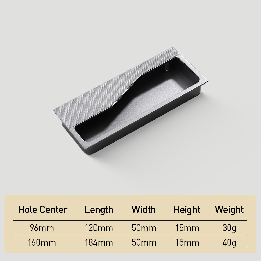 Modern Rectangular Knurled Recessed Drawer Handles