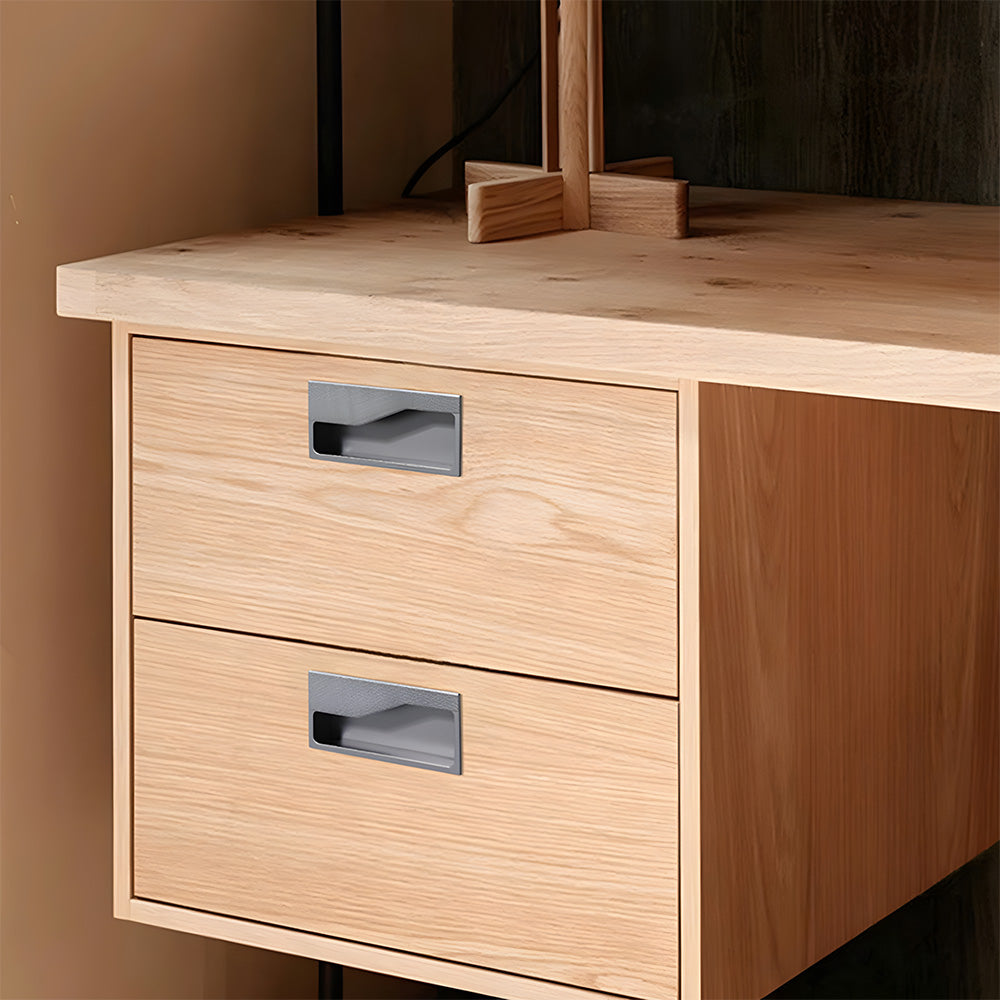 Modern Rectangular Knurled Recessed Drawer Handles