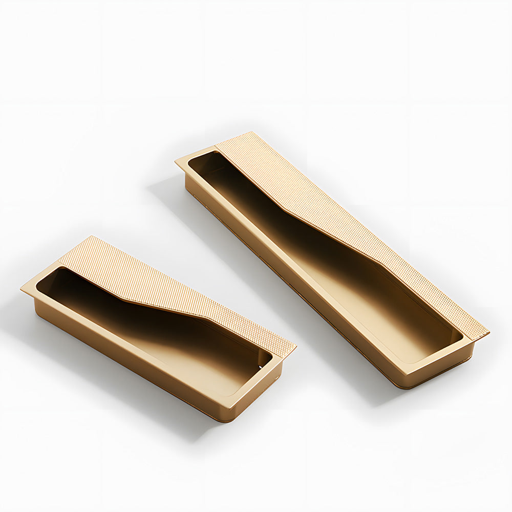 Modern Rectangular Knurled Recessed Drawer Handles
