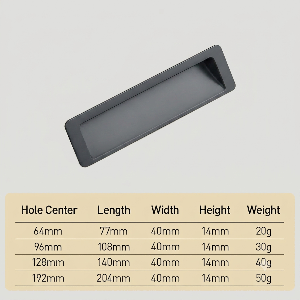 Modern Rectangular Recessed Cupboard Handles