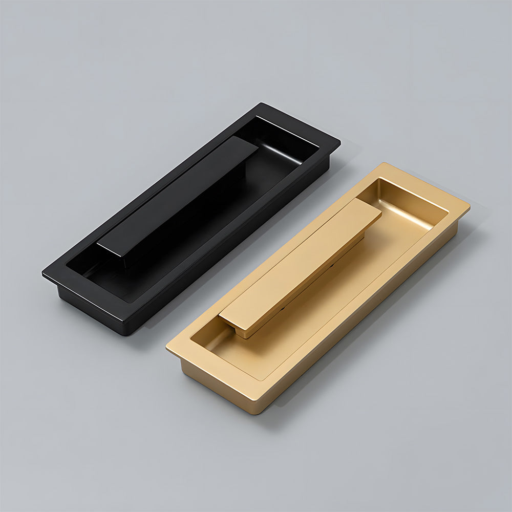 Modern Rectangular Recessed Cupboard Handles with Sliding Grip