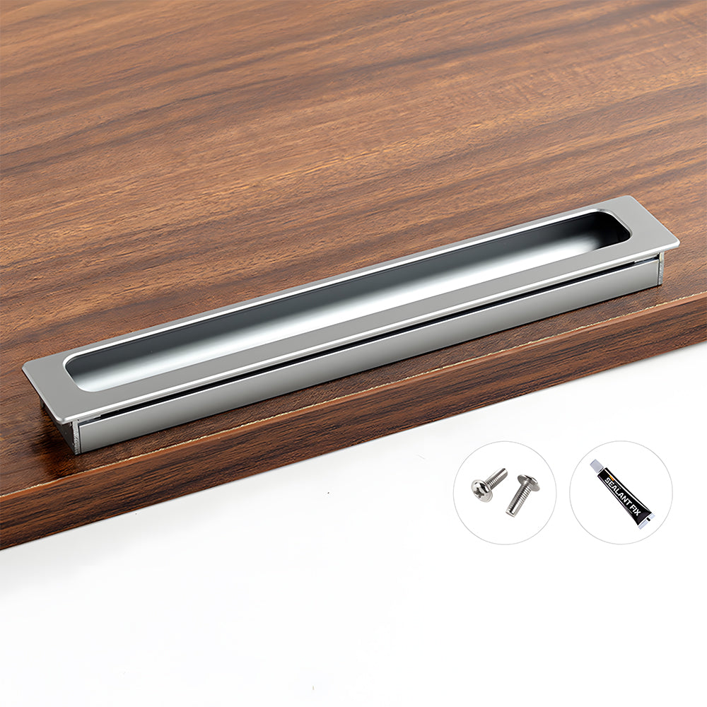 Modern Rectangular Recessed Finger Pull Cupboard Handles