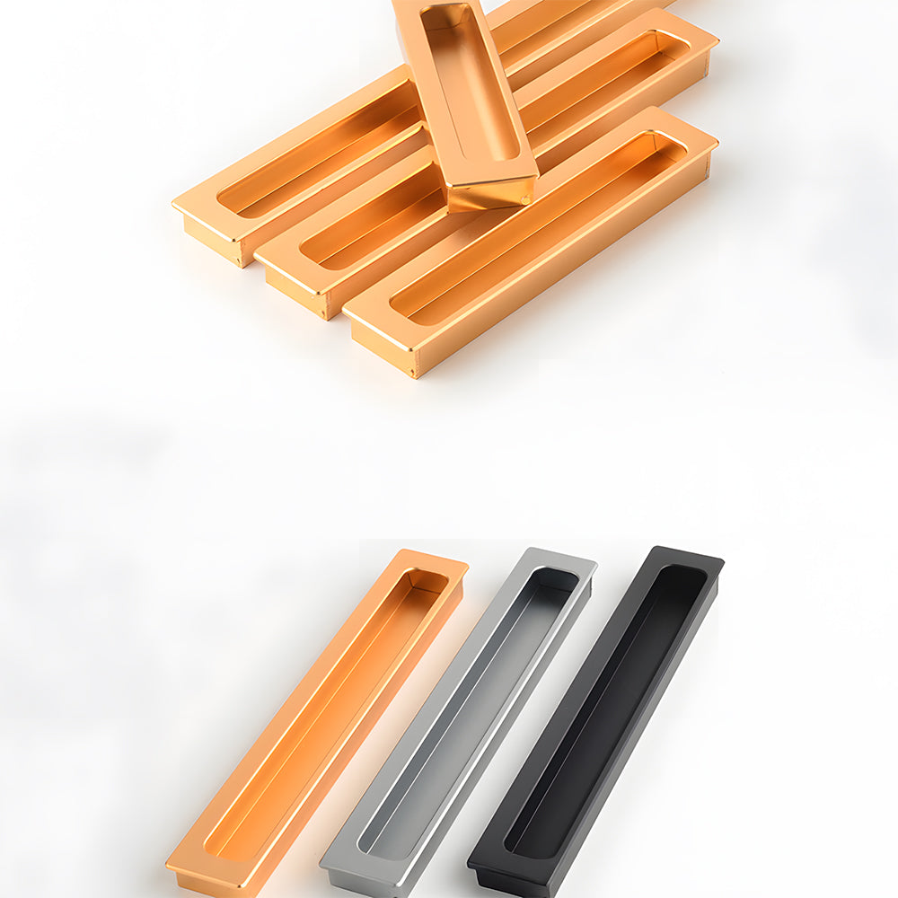 Modern Rectangular Recessed Finger Pull Cupboard Handles