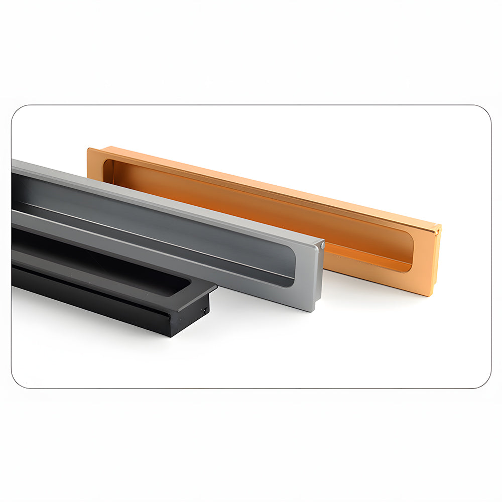 Modern Rectangular Recessed Finger Pull Cupboard Handles