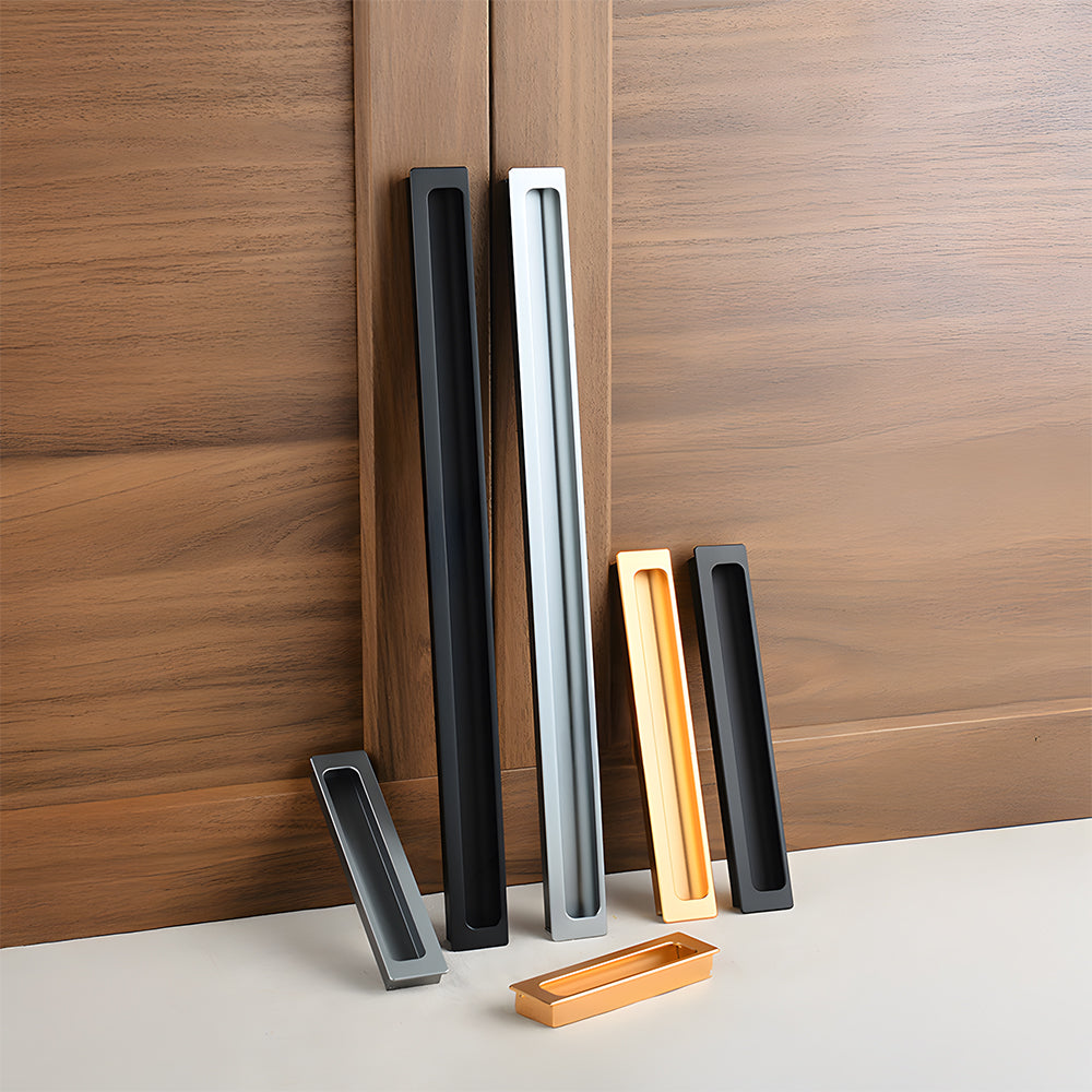Modern Rectangular Recessed Finger Pull Cupboard Handles
