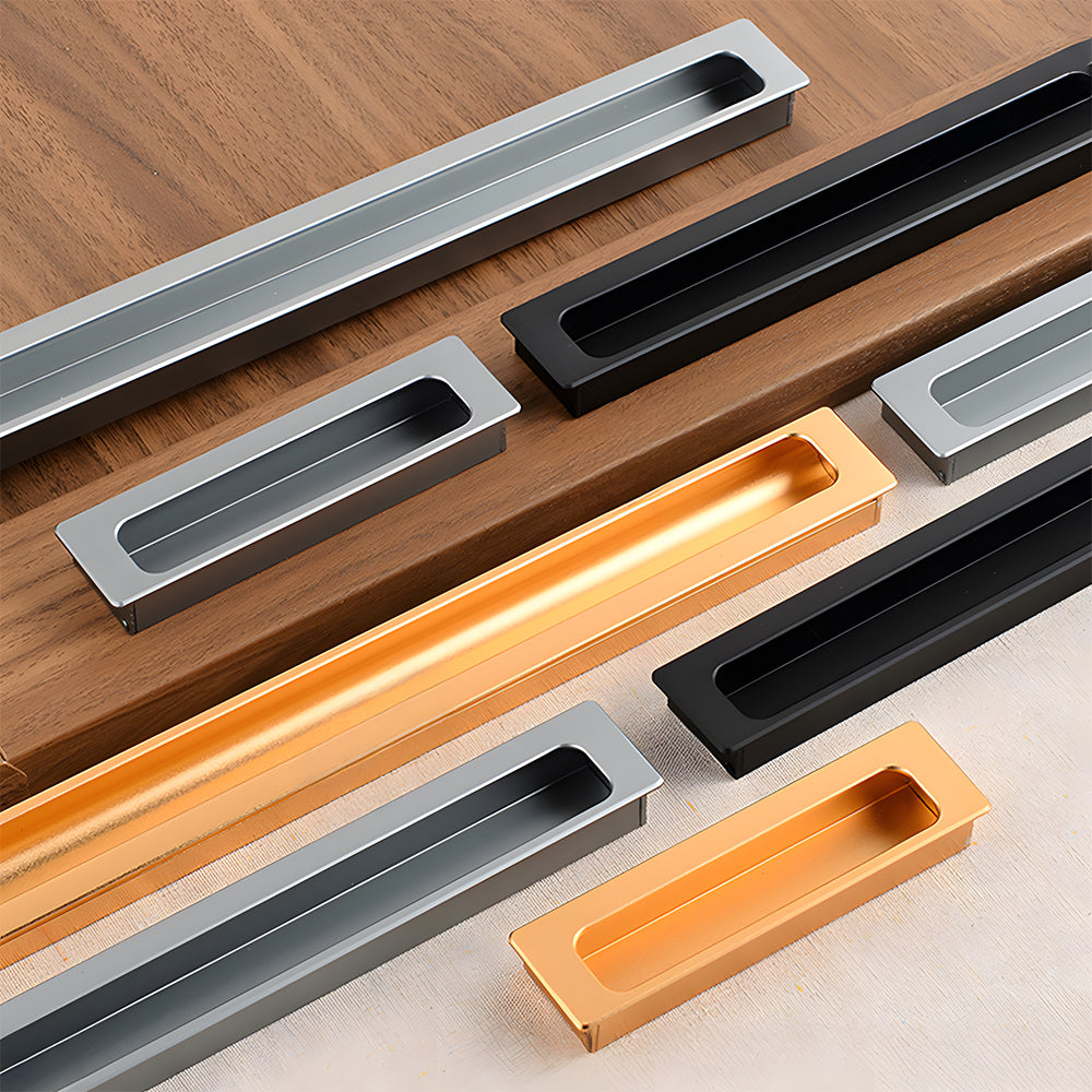 Modern Rectangular Recessed Finger Pull Cupboard Handles
