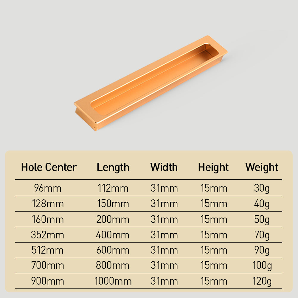 Modern Rectangular Recessed Finger Pull Cupboard Handles